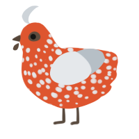(unnamed), a vermilion and mist chicken with a speckle pattern