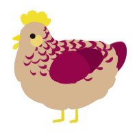 Clarice, a beige and maroon chicken with a half-lace pattern