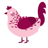 Baby, a rose and maroon chicken with a half-lace pattern