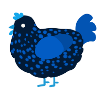 A tumblr and ultramarine chicken with a speckle pattern