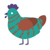 copper, a turquoise and russet chicken with a bar pattern