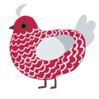 A crimson and mist chicken with a lace pattern