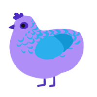 A lilac and sky chicken with a half-lace pattern