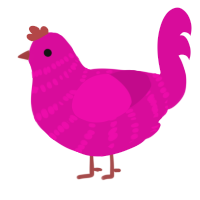 A fuchsia chicken with a bar pattern