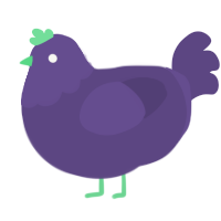 Grape, a overcast chicken with a head pattern