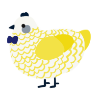 Popcorn, a white and yellow chicken with a lace pattern