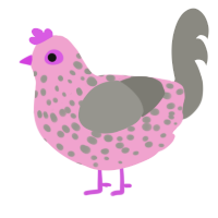 Strawberry Icecream, a pink and ash chicken with a speckle pattern