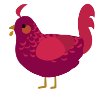 A maroon and crimson chicken with a half-lace pattern