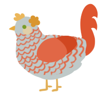 Carrot Soup, a silver and vermilion chicken with a lace pattern
