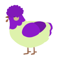 Mr Disco, a apple and violet chicken with a head pattern