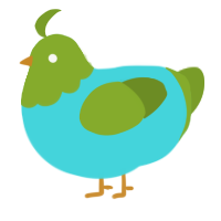 Globus, a aqua and chartreuse chicken with a head pattern