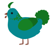 Earth, a teal and leaf chicken with a neck-speckle pattern