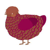 A russet and maroon chicken with a lace pattern