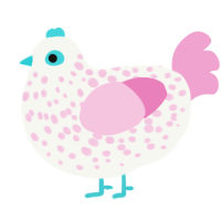 (unnamed), a white and pink chicken with a speckle pattern