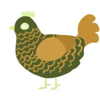 A olive and gold chicken with a lace pattern