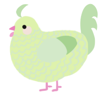 A apple and gluppy chicken with a lace pattern