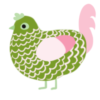 hypno, a chartreuse and rose chicken with a lace pattern