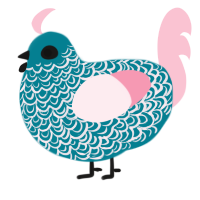 Rosea, a sea and rose chicken with a double-lace pattern