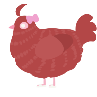 Valentines, a red chicken with a bar pattern