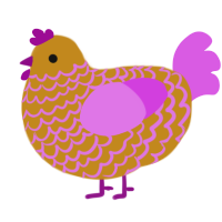 (unnamed), a ochre and orchid chicken with a lace pattern