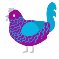 Poptart, a plum and cerulean chicken with a lace pattern