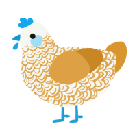 MAN, a white and orange chicken with a double-lace pattern