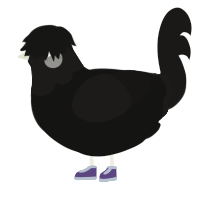 Like a Grudge, a black and sable chicken with a head pattern