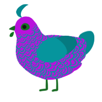 Wist, a amethyst and teal chicken with a double-lace pattern