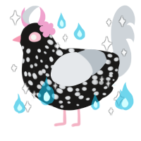 The High Pecktess, a sable and mist chicken with a speckle pattern