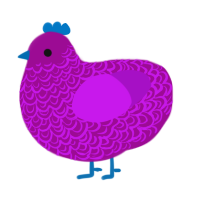 Neon, a plum and amethyst chicken with a double-lace pattern