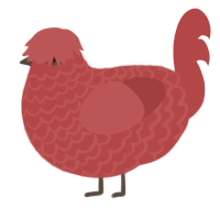 A red chicken with a lace pattern