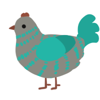 A ash and turquoise chicken with a bar pattern