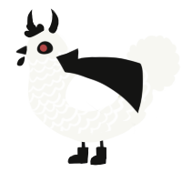 A white chicken with a lace pattern