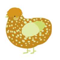 A ochre and lemon chicken with a speckle pattern