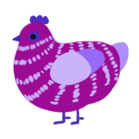 Plum Berries, a plum and lilac chicken with a bar pattern