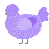 A lilac chicken with a lace pattern