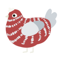 (unnamed), a red and mist chicken with a bar pattern
