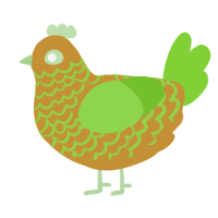 A gold and grass chicken with a lace pattern