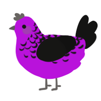 doparidoyo, a amethyst and black chicken with a half-lace pattern