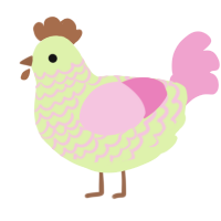 A apple and pink chicken with a lace pattern