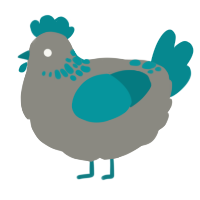 A ash and teal chicken with a neck-speckle pattern