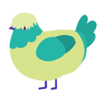 (unnamed), a lemon and turquoise chicken with a head pattern