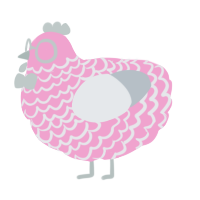 LycheeMon, a pink and mist chicken with a lace pattern