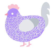 A lilac and mist chicken with a double-lace pattern
