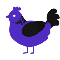 (unnamed), a indigo and black chicken with a neck-speckle pattern