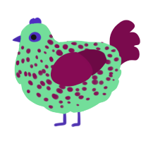 A spring and wine chicken with a speckle pattern