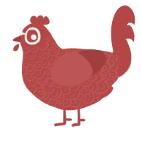 A red chicken with a double-lace pattern
