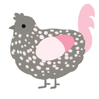 Feather Duster, a ash and rose chicken with a speckle pattern