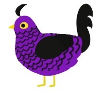 A violet and black chicken with a lace pattern