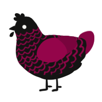 rosette, a black and maroon chicken with a lace pattern